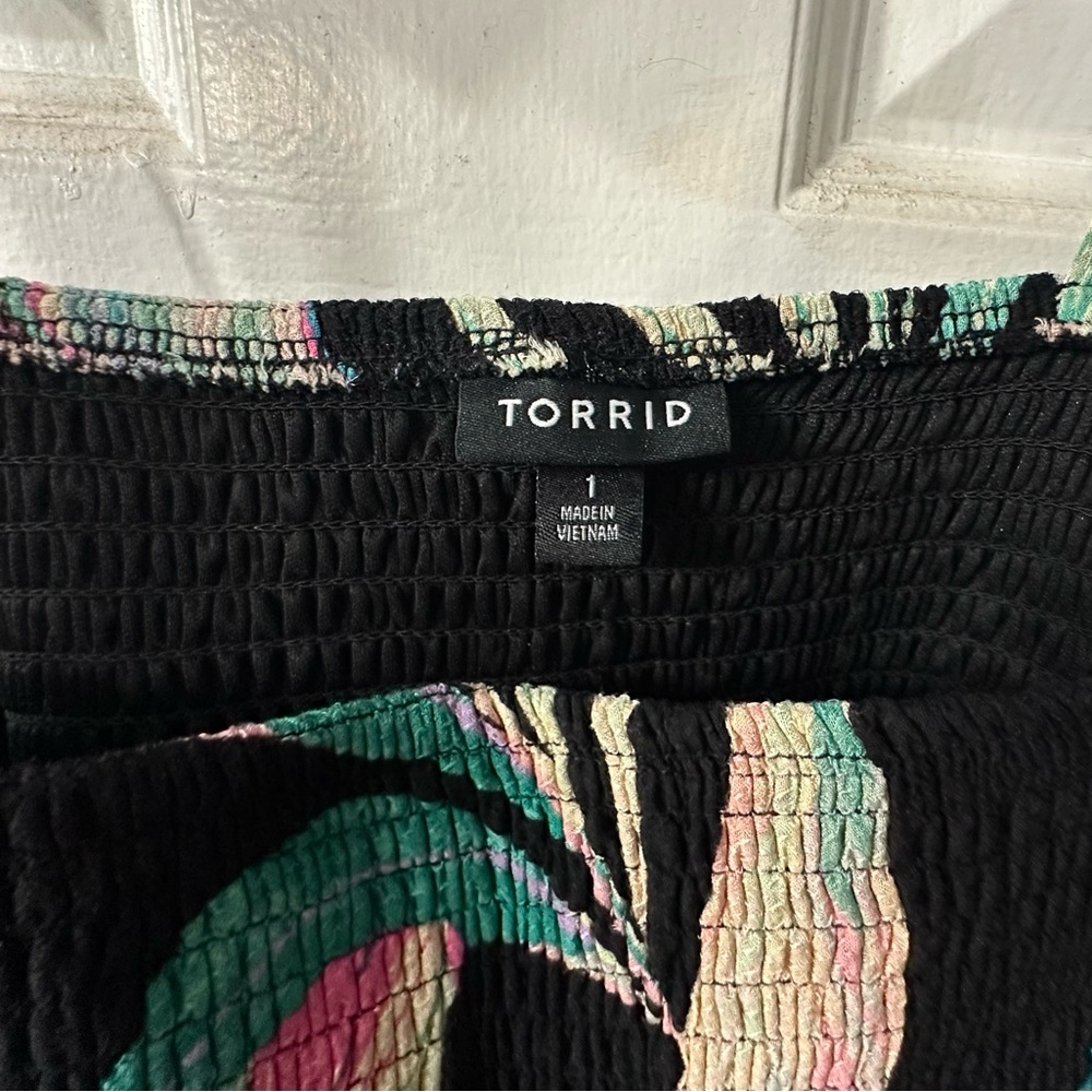 TORRID tiered tie-shoulder tropical dress - Picture 4 of 5